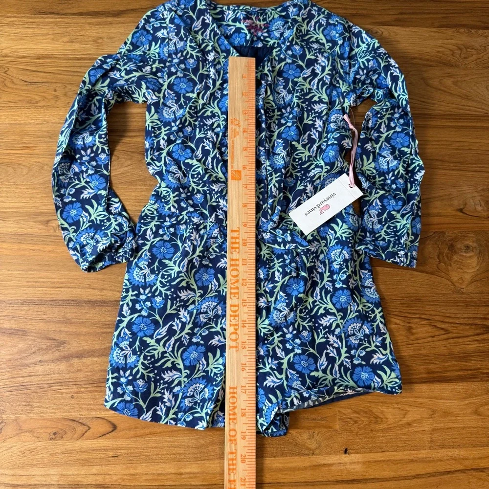 NWT Vineyard Vines Girl’s Romper XS 5-6 Blue Floral